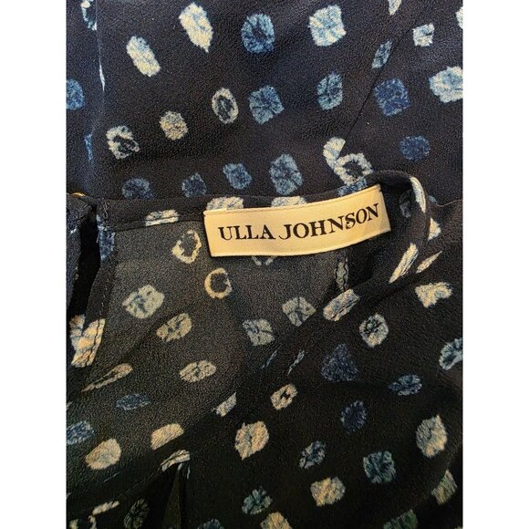 Ulla Johnson Blue Silk Tassel Tie Ruffle Printed Sleevless Blouse Top 2 - Picture 4 of 5